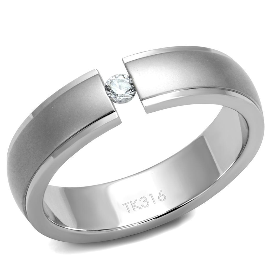 Anillo Color Plata Para Hombres de Acero Inoxidable Diamante Sostenido - Jewelry Store by Erik Rayo