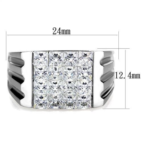 Anillo Color Plata Para Hombres de Acero Inoxidable Diamantes Corte Princesa - Jewelry Store by Erik Rayo