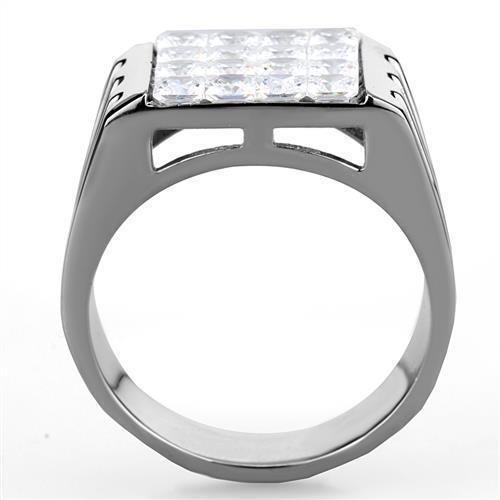 Anillo Color Plata Para Hombres de Acero Inoxidable Diamantes Corte Princesa - Jewelry Store by Erik Rayo