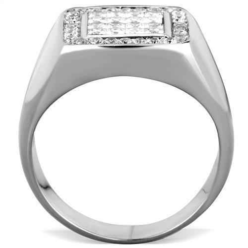 Anillo Color Plata Para Hombres de Acero Inoxidable Diamantes Corte Princesa y Redondo - Jewelry Store by Erik Rayo