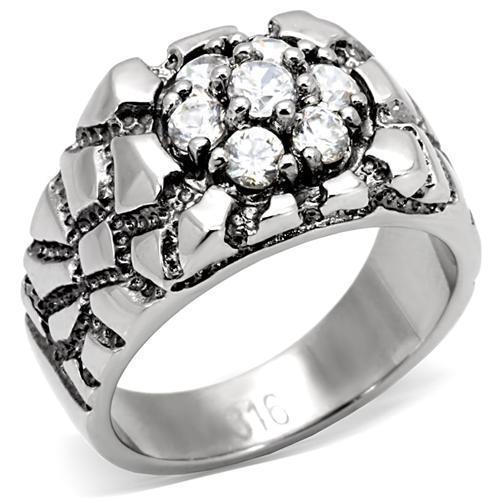 Anillo Color Plata Para Hombres de Acero Inoxidable Diamantes en Pepita - Jewelry Store by Erik Rayo