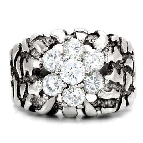 Anillo Color Plata Para Hombres de Acero Inoxidable Diamantes en Pepita - Jewelry Store by Erik Rayo
