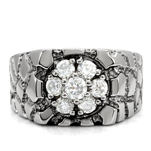 Anillo Color Plata Para Hombres de Acero Inoxidable Diamantes en Pepita - Jewelry Store by Erik Rayo