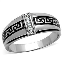 Load image into Gallery viewer, Anillo Color Plata Para Hombres y Ninos de Acero Inoxidable Diamantes Linear con Patron - Jewelry Store by Erik Rayo
