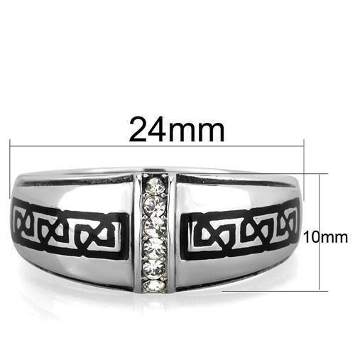 Anillo Color Plata Para Hombres de Acero Inoxidable Diamantes Linear con Patron - Jewelry Store by Erik Rayo