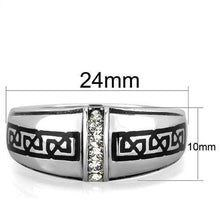 Load image into Gallery viewer, Anillo Color Plata Para Hombres y Ninos de Acero Inoxidable Diamantes Linear con Patron - Jewelry Store by Erik Rayo
