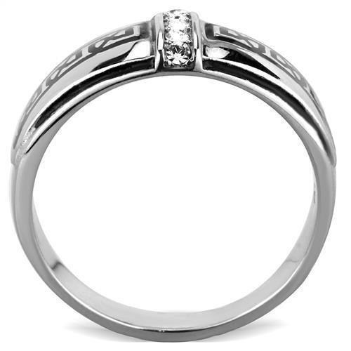 Anillo Color Plata Para Hombres de Acero Inoxidable Diamantes Linear con Patron - Jewelry Store by Erik Rayo