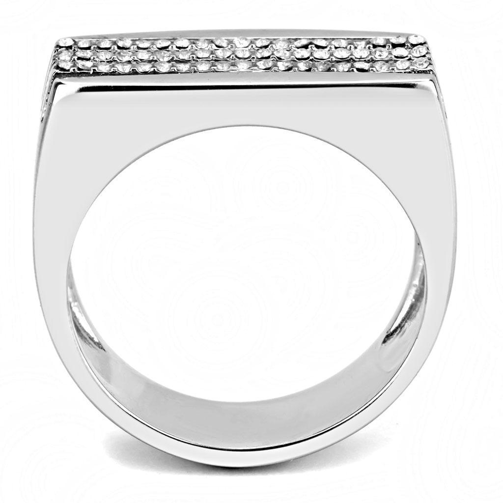 Anillo Color Plata Para Hombres de Acero Inoxidable Diamantes Tres Lineas - Jewelry Store by Erik Rayo