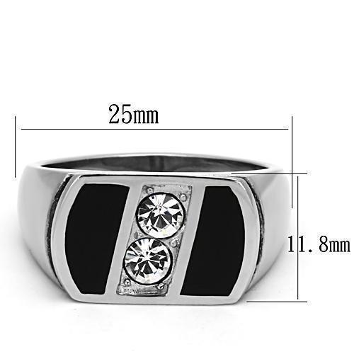 Anillo Color Plata Para Hombres de Acero Inoxidable Dos Diamantes en Onyx - Jewelry Store by Erik Rayo
