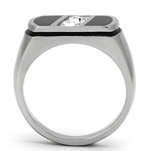 Anillo Color Plata Para Hombres de Acero Inoxidable Dos Diamantes en Onyx - Jewelry Store by Erik Rayo