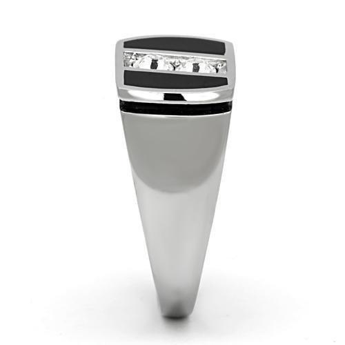 Anillo Color Plata Para Hombres de Acero Inoxidable Dos Diamantes en Onyx - Jewelry Store by Erik Rayo