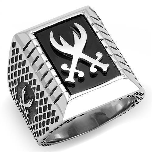 Anillo Color Plata Para Hombres de Acero Inoxidable Dos Espadas - Jewelry Store by Erik Rayo