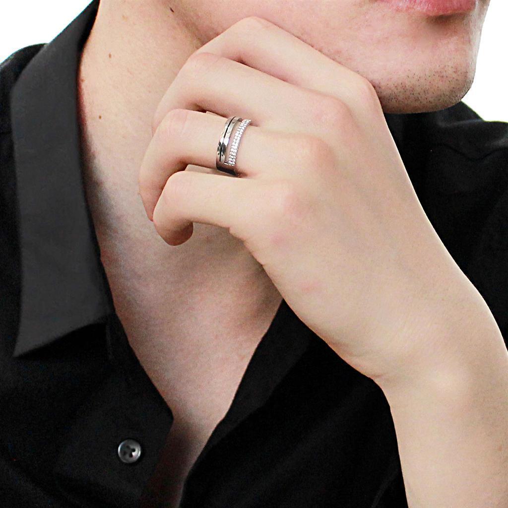 Anillo Color Plata Para Hombres de Acero Inoxidable Dos Patrones - Jewelry Store by Erik Rayo