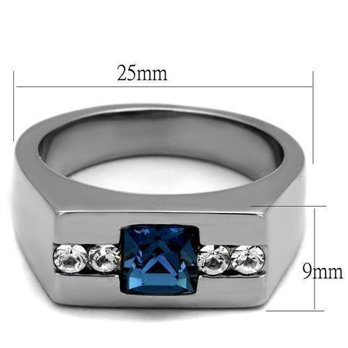 Anillo Color Plata Para Hombres de Acero Inoxidable en Aquamarino Sencillo - Jewelry Store by Erik Rayo