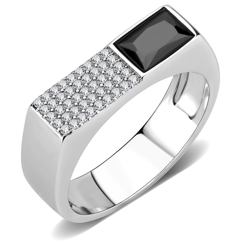 Anillo Color Plata Para Hombres y Ninos de Acero Inoxidable en Diamante Negro - Jewelry Store by Erik Rayo