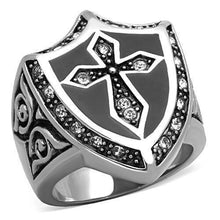 Load image into Gallery viewer, Anillo Color Plata Para Hombres y Ninos de Acero Inoxidable Escudo de Cruz - Jewelry Store by Erik Rayo
