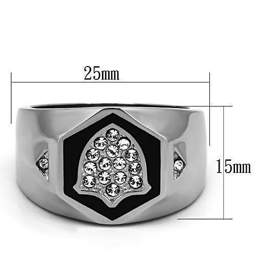 Anillo Color Plata Para Hombres de Acero Inoxidable Escudo en Onyx - Jewelry Store by Erik Rayo