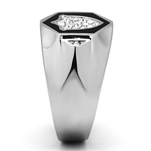 Anillo Color Plata Para Hombres de Acero Inoxidable Escudo en Onyx - Jewelry Store by Erik Rayo
