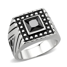 Load image into Gallery viewer, Anillo Color Plata Para Hombres de Acero Inoxidable Forma Cuadrado en Onyx - Jewelry Store by Erik Rayo
