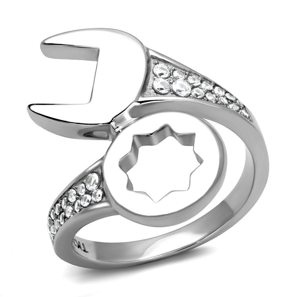 Anillo Color Plata Para Hombres de Acero Inoxidable Herradura con Diamantes - Jewelry Store by Erik Rayo