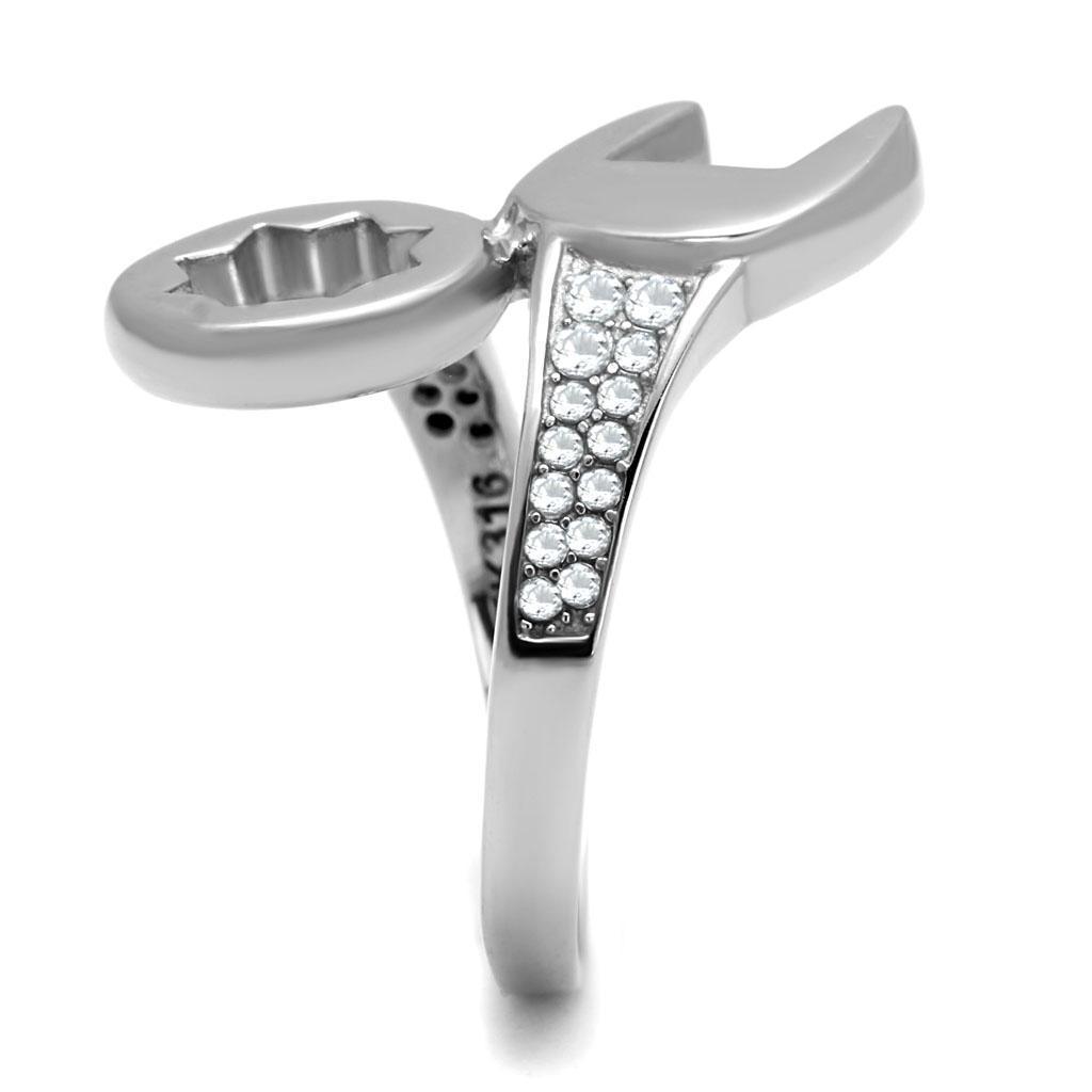 Anillo Color Plata Para Hombres de Acero Inoxidable Herradura con Diamantes - Jewelry Store by Erik Rayo