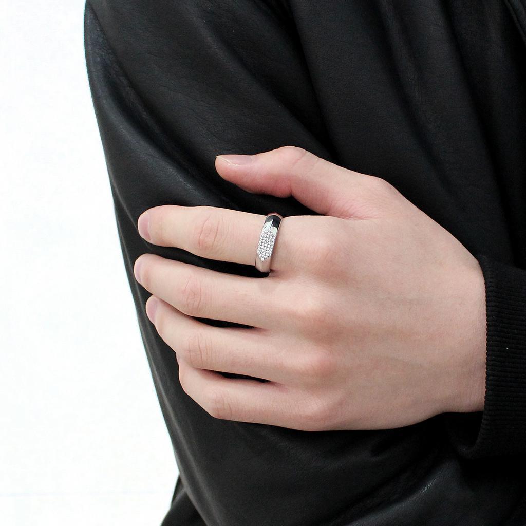 Anillo Color Plata Para Hombres de Acero Inoxidable Hexagono Alargado - Jewelry Store by Erik Rayo
