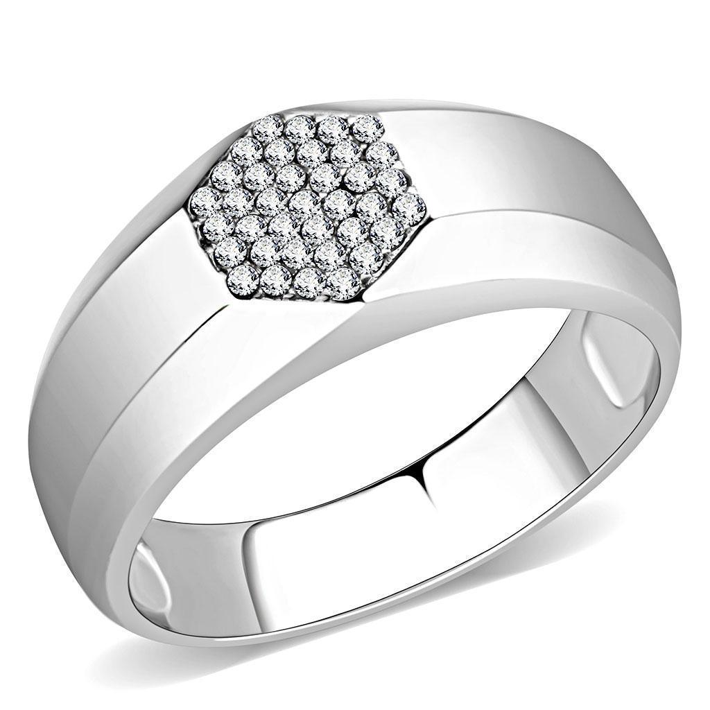 Anillo Color Plata Para Hombres de Acero Inoxidable Hexagono en Diamantes - Jewelry Store by Erik Rayo