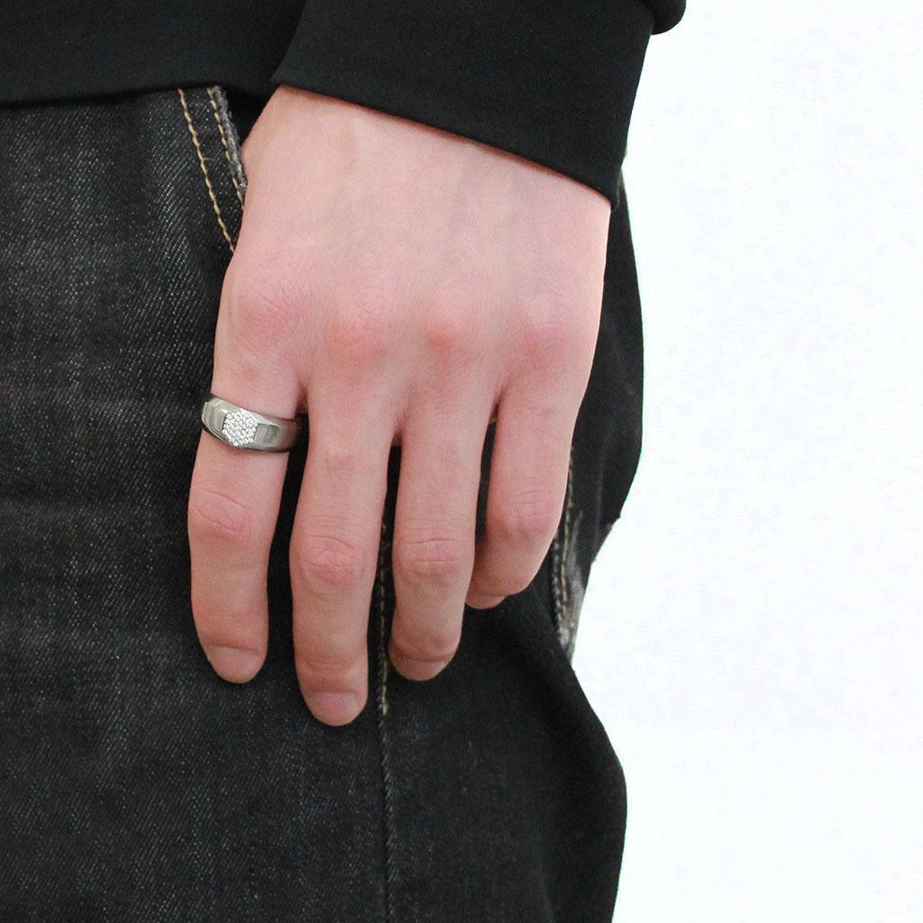 Anillo Color Plata Para Hombres de Acero Inoxidable Hexagono en Diamantes - Jewelry Store by Erik Rayo