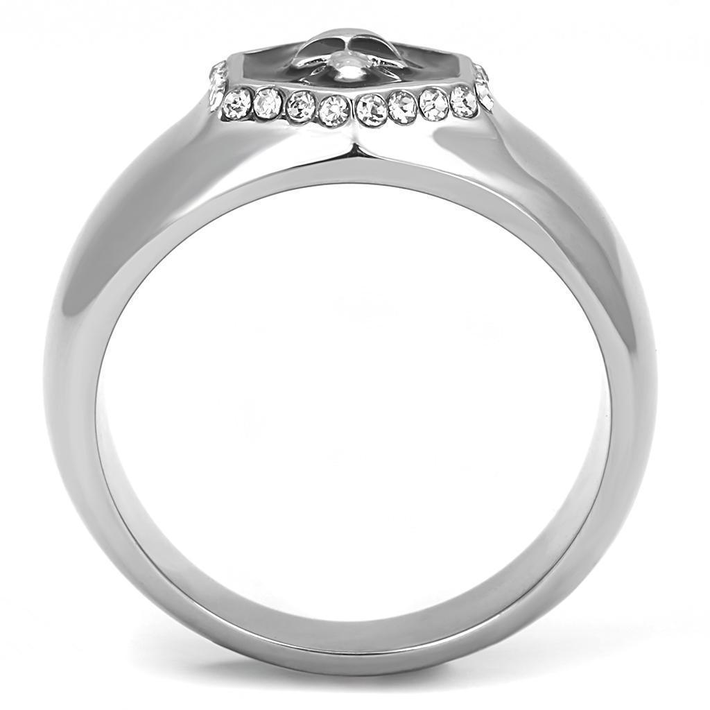 Anillo Color Plata Para Hombres de Acero Inoxidable Hexagono en Onyx con Calabera - Jewelry Store by Erik Rayo
