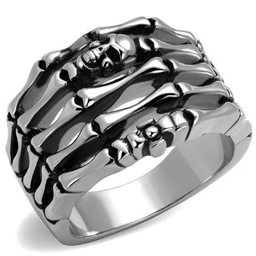 Anillo Color Plata Para Hombres de Acero Inoxidable Huesos y Calaveras - Jewelry Store by Erik Rayo