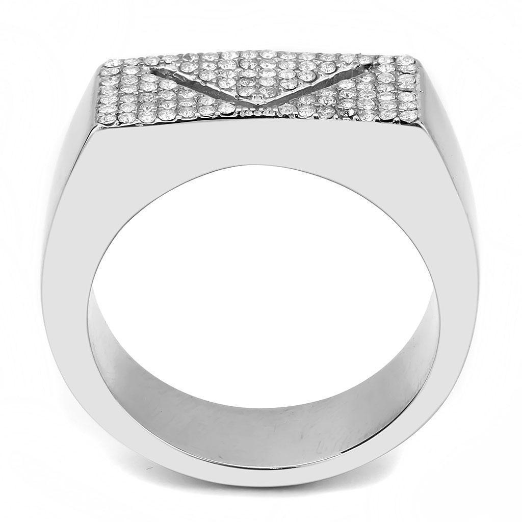 Anillo Color Plata Para Hombres de Acero Inoxidable Inicial V - Jewelry Store by Erik Rayo
