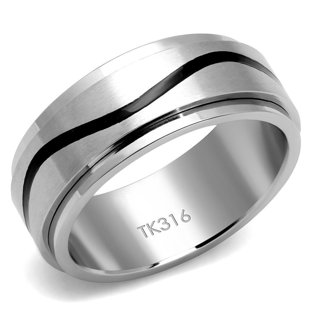 Anillo Color Plata Para Hombres de Acero Inoxidable Linea Montana Negra - Jewelry Store by Erik Rayo