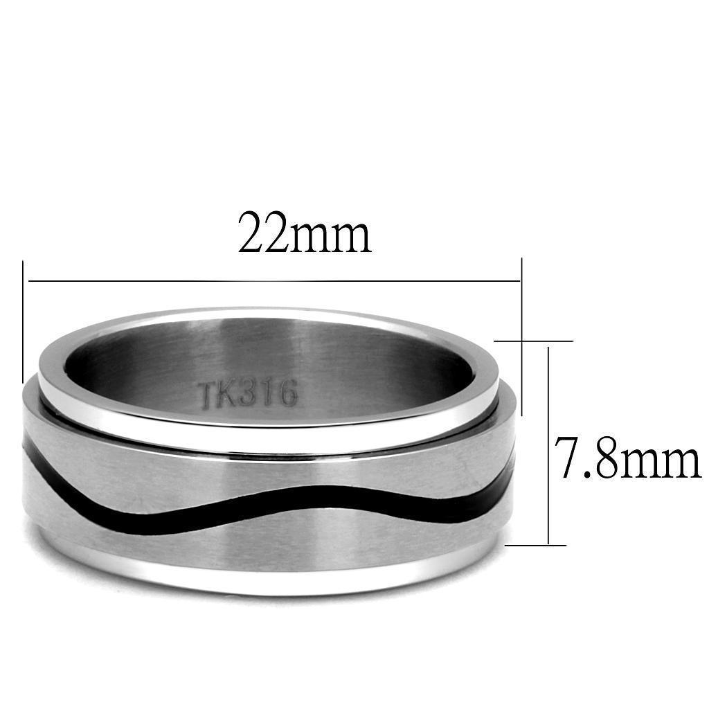 Anillo Color Plata Para Hombres de Acero Inoxidable Linea Montana Negra - Jewelry Store by Erik Rayo