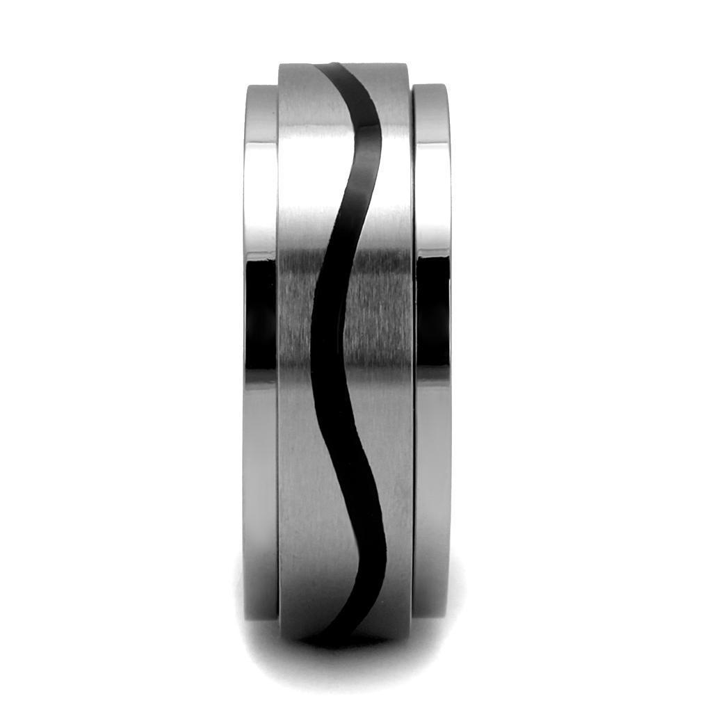 Anillo Color Plata Para Hombres de Acero Inoxidable Linea Montana Negra - Jewelry Store by Erik Rayo