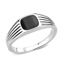 Load image into Gallery viewer, Anillo Color Plata Para Hombres de Acero Inoxidable Lineas de Onyx Tallado - Jewelry Store by Erik Rayo
