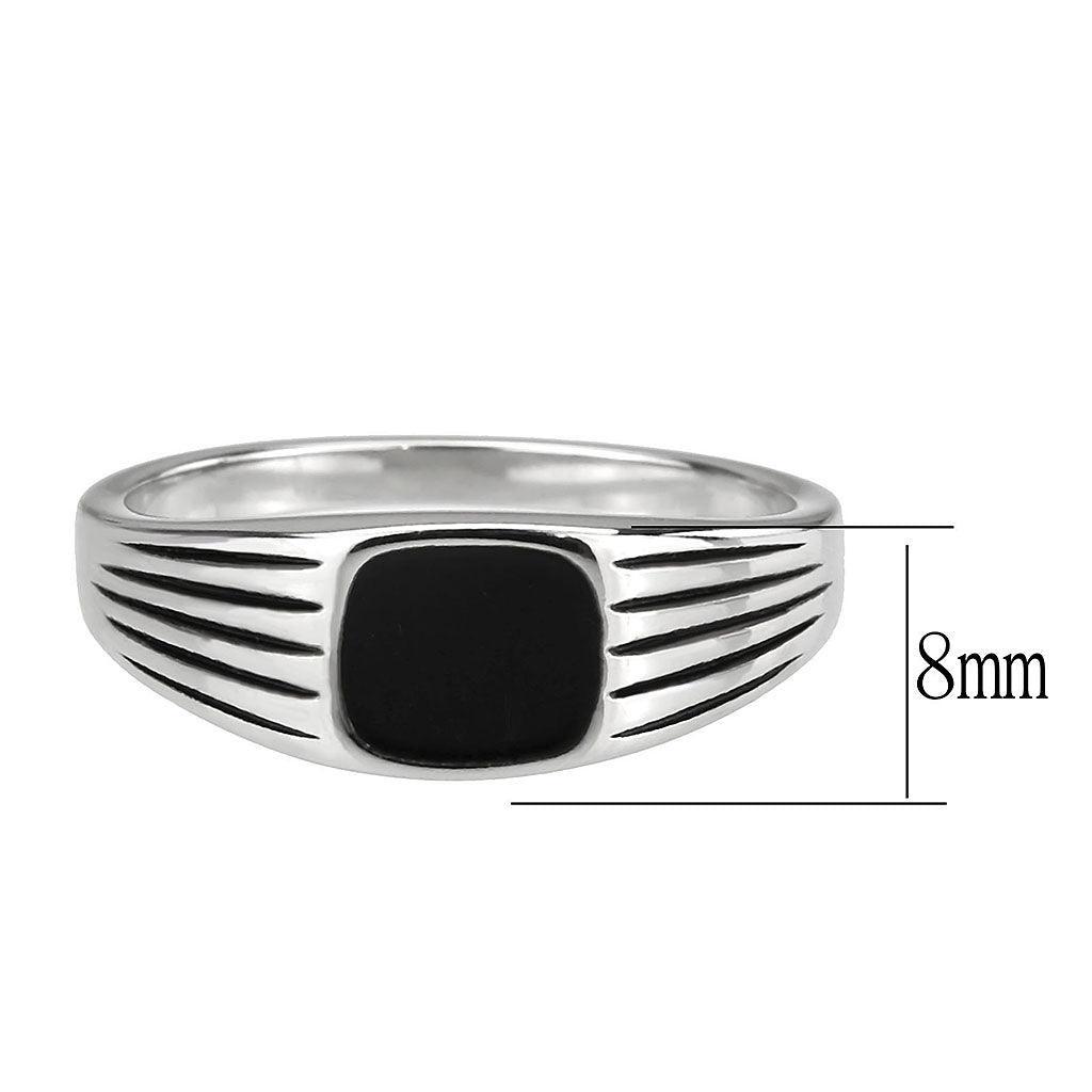 Anillo Color Plata Para Hombres de Acero Inoxidable Lineas de Onyx Tallado - Jewelry Store by Erik Rayo