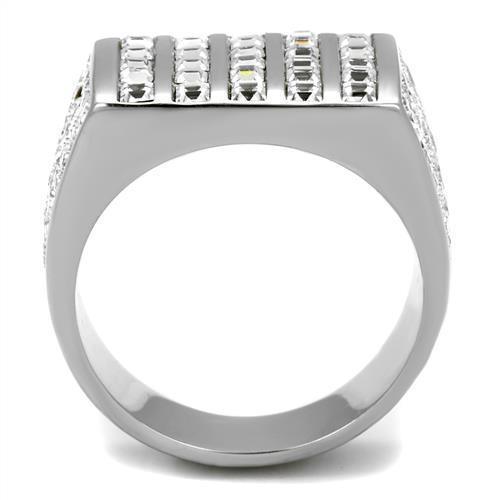 Anillo Color Plata Para Hombres de Acero Inoxidable Lineas De Piedra Diamante - Jewelry Store by Erik Rayo