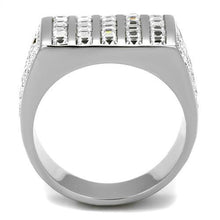 Load image into Gallery viewer, Anillo Color Plata Para Hombres y Ninos de Acero Inoxidable Lineas De Piedra Diamante - Jewelry Store by Erik Rayo
