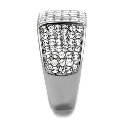 Anillo Color Plata Para Hombres de Acero Inoxidable Lineas De Piedra Diamante - Jewelry Store by Erik Rayo