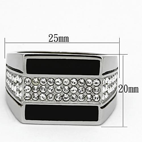 Anillo Color Plata Para Hombres de Acero Inoxidable Lineas Gruesas Diamante y Onyx - Jewelry Store by Erik Rayo