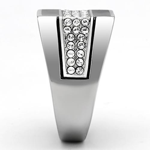Anillo Color Plata Para Hombres de Acero Inoxidable Lineas Gruesas Diamante y Onyx - Jewelry Store by Erik Rayo
