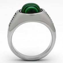 Load image into Gallery viewer, Anillo Color Plata Para Hombres y Ninos de Acero Inoxidable Malachite Esmeralda - Jewelry Store by Erik Rayo
