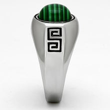 Load image into Gallery viewer, Anillo Color Plata Para Hombres y Ninos de Acero Inoxidable Malachite Esmeralda - Jewelry Store by Erik Rayo
