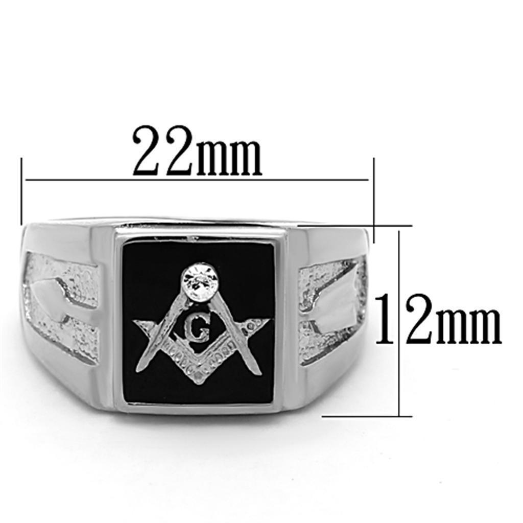 Anillo Color Plata Para Hombres de Acero Inoxidable Masonico en Onyx - Jewelry Store by Erik Rayo