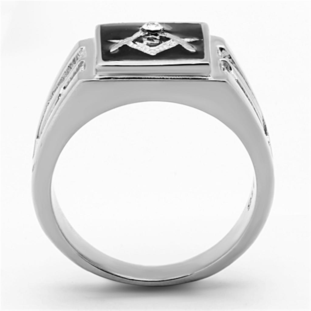 Anillo Color Plata Para Hombres de Acero Inoxidable Masonico en Onyx - Jewelry Store by Erik Rayo