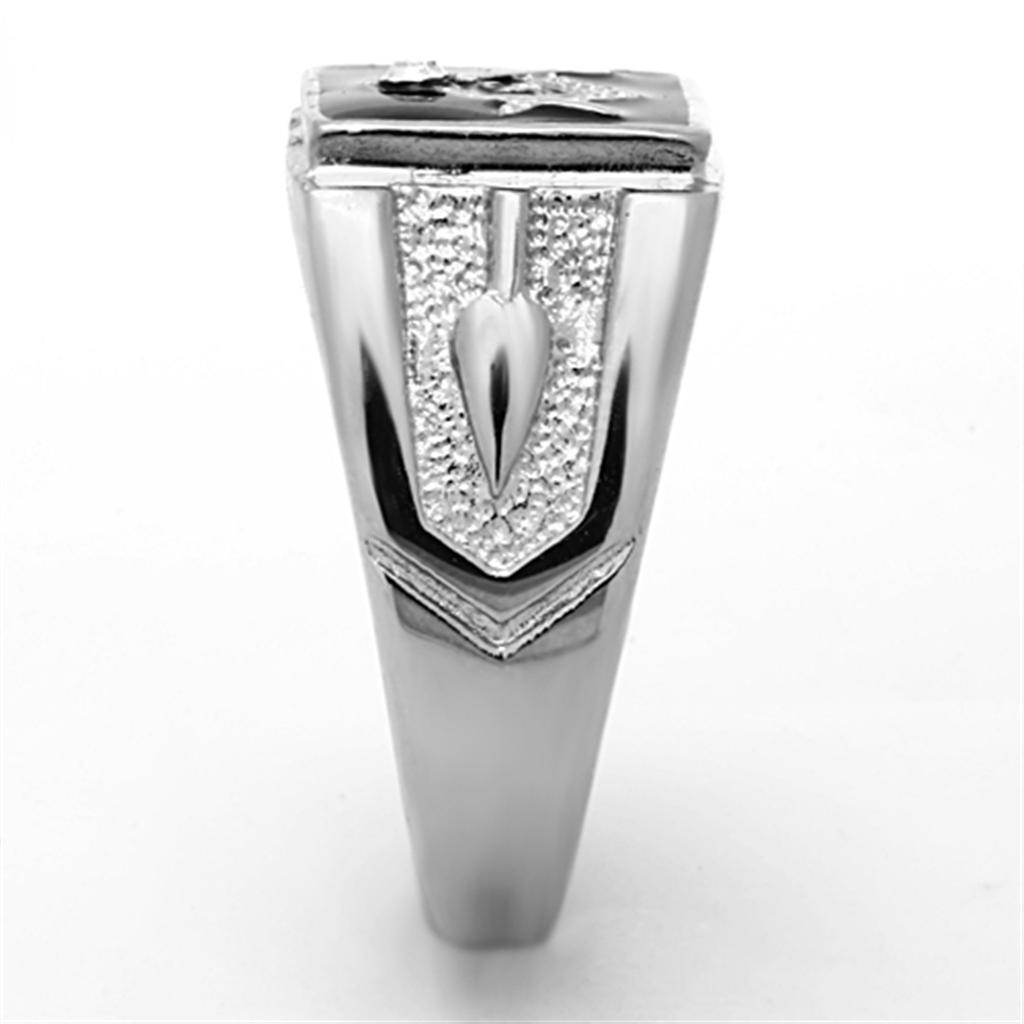 Anillo Color Plata Para Hombres de Acero Inoxidable Masonico en Onyx - Jewelry Store by Erik Rayo