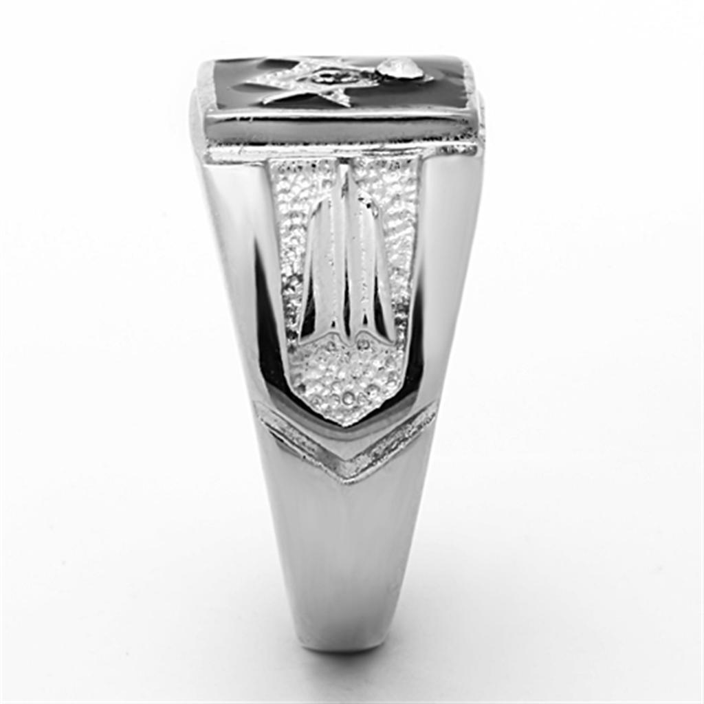 Anillo Color Plata Para Hombres de Acero Inoxidable Masonico en Onyx - Jewelry Store by Erik Rayo