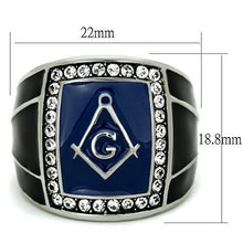 Load image into Gallery viewer, Anillo Color Plata Para Hombres y Ninos de Acero Inoxidable Masonico en Piedra Azul - Jewelry Store by Erik Rayo
