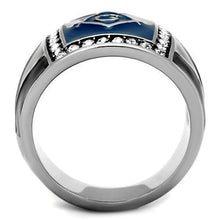 Load image into Gallery viewer, Anillo Color Plata Para Hombres y Ninos de Acero Inoxidable Masonico en Piedra Azul - Jewelry Store by Erik Rayo
