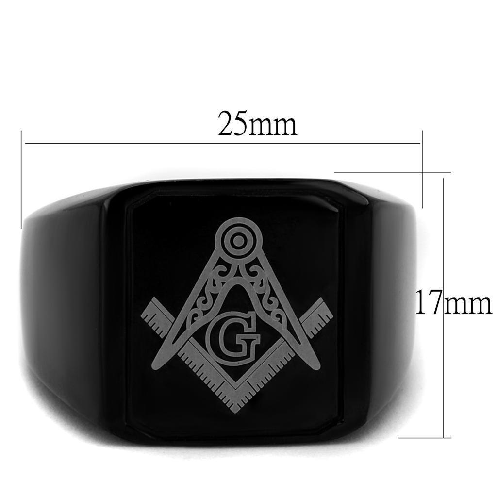 Anillo Color Plata Para Hombres de Acero Inoxidable Masonico Negro - Jewelry Store by Erik Rayo